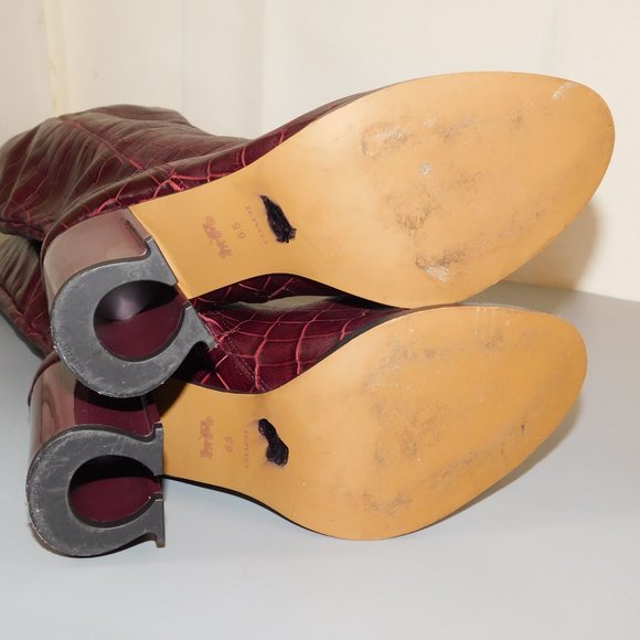 Coach Brigitte Boot Croc Embossed Knee High Boots Size 6.5 - Picture 13 of 16